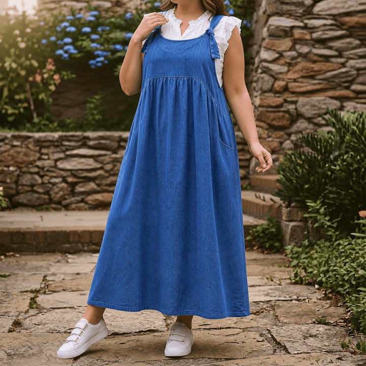 Relaxed Denim Suspender Dress with Pockets
