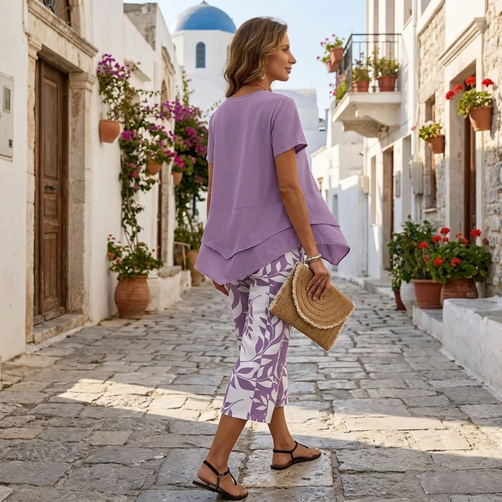 Asymmetric Tunic &amp; Wide Leg Pants Set