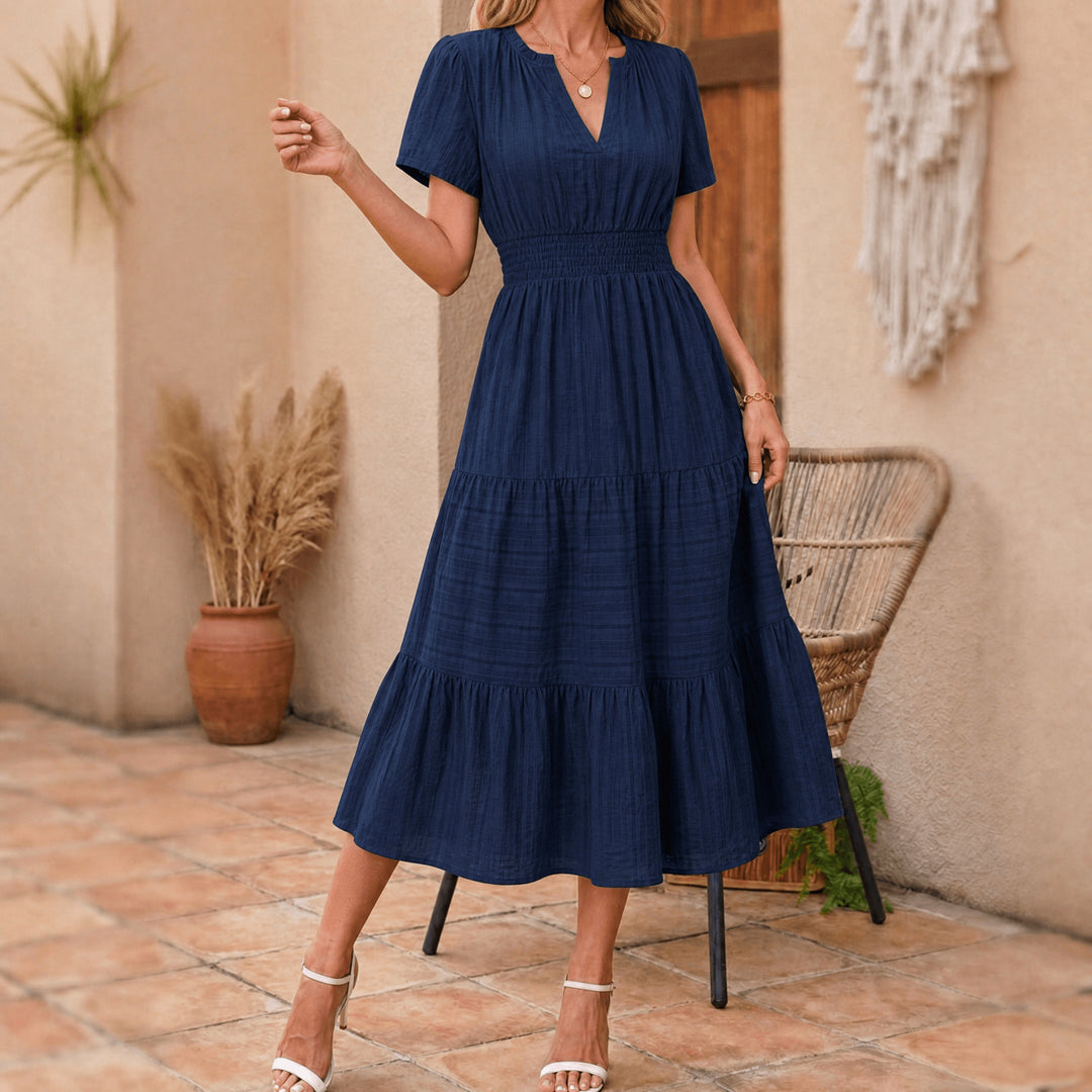 Flowing V Neck Summer Maxi Dress