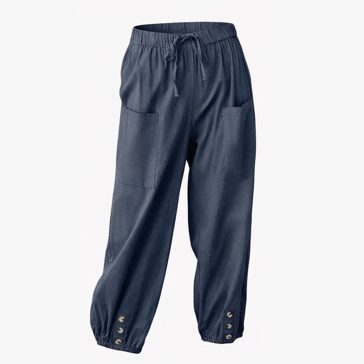 Relaxed Fit Cotton Linen Capris