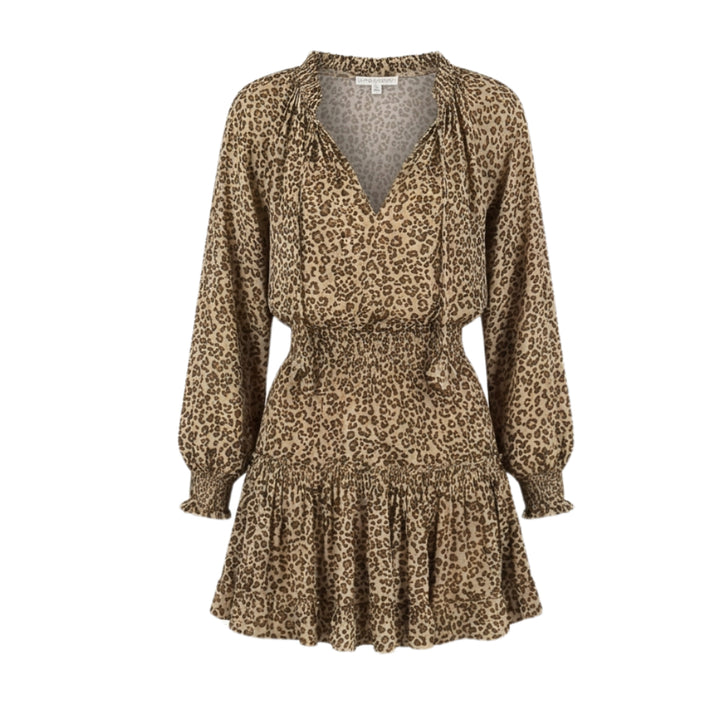 V Neck Ruffle Mini Dress with Lantern Sleeves