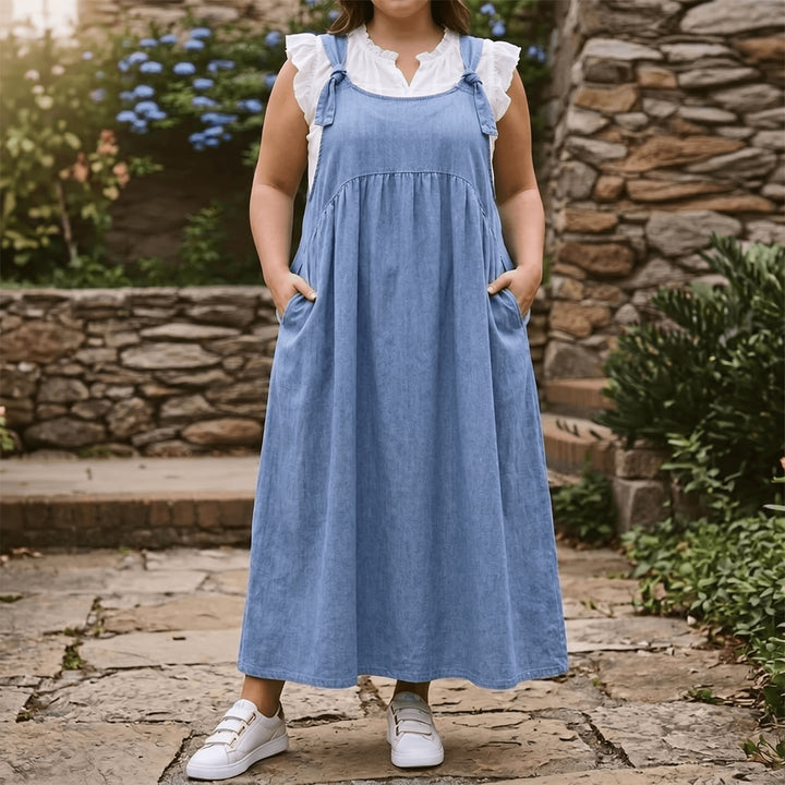 Relaxed Denim Suspender Dress with Pockets
