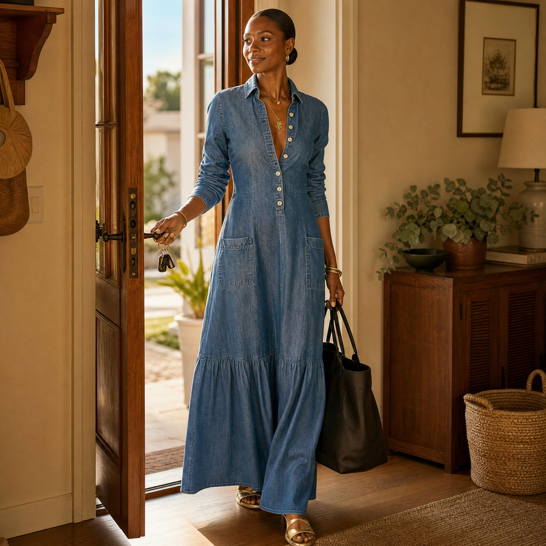 Soft-Touch Maxi Dress with Tiered Ruffle Hem