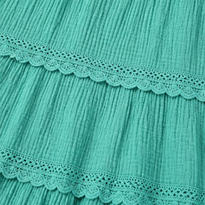 Sundara Tiered Lace Midi Dress with Hidden Pockets — View 14 | Clova