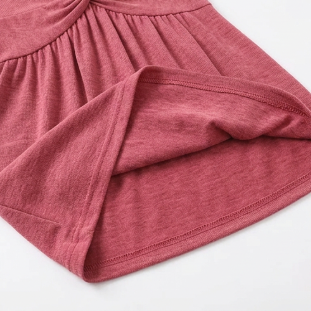 Twist-Front V-Neck Midi Dress — View 15 | Clova