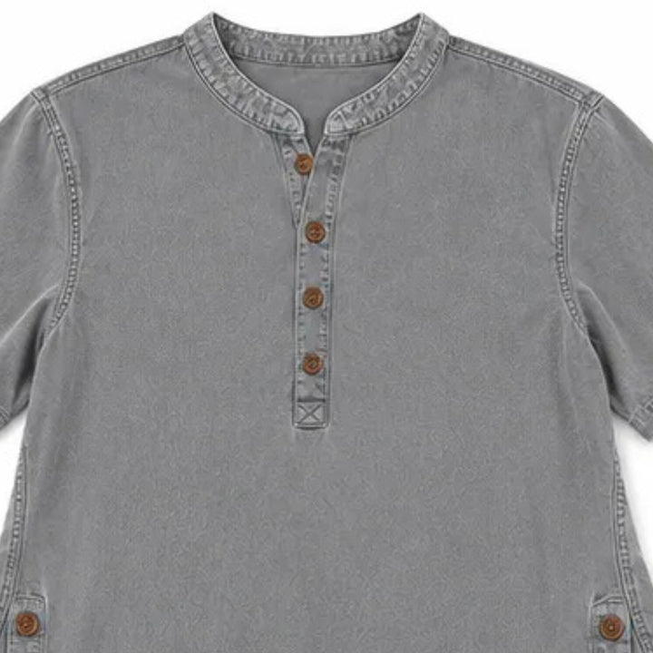 Henley Tunic Top with Side Buttons for Women