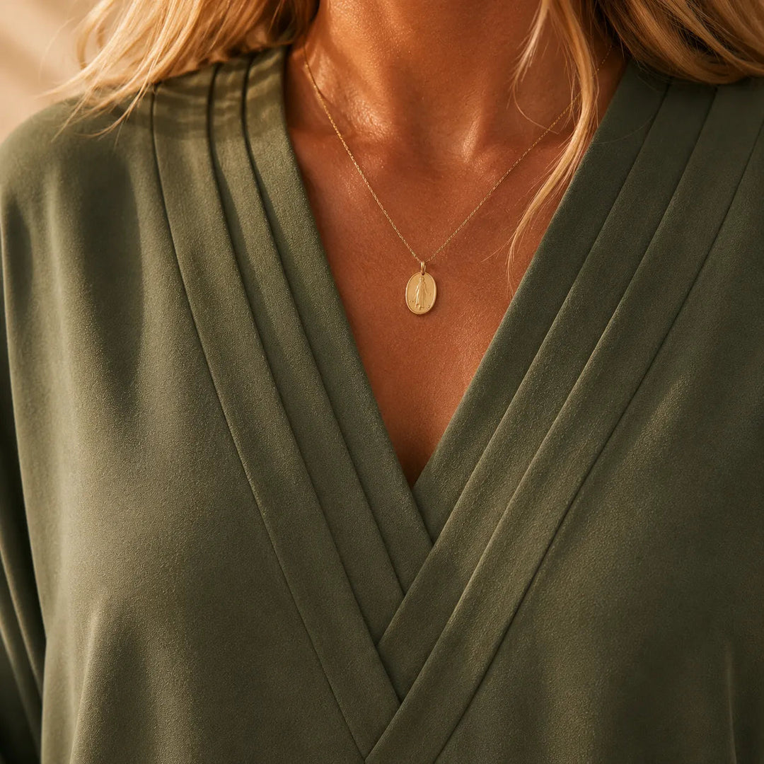 Pleated V-Neck Soft-Drape Shift Dress