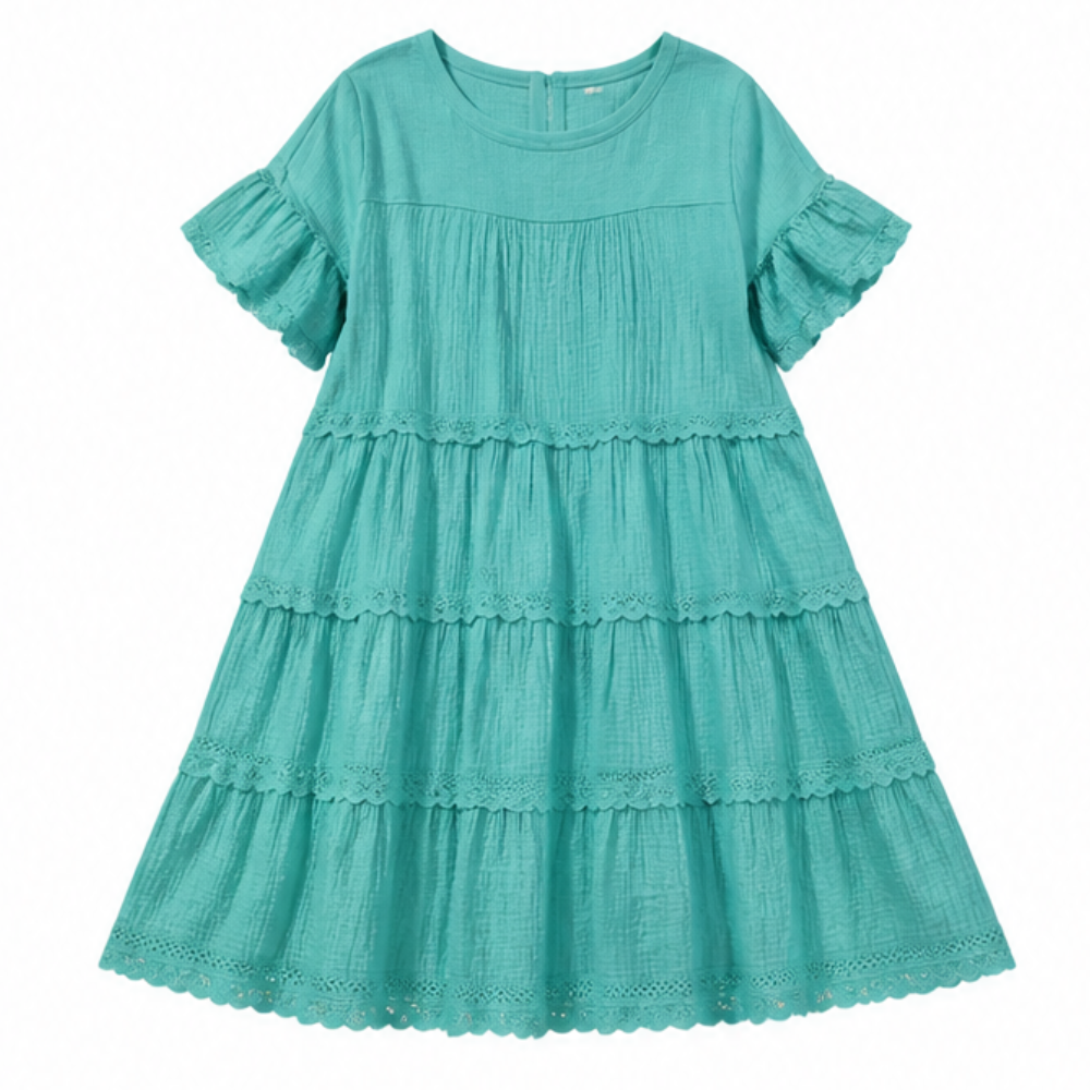 Sundara Tiered Lace Midi Dress with Hidden Pockets — View 17 | Clova