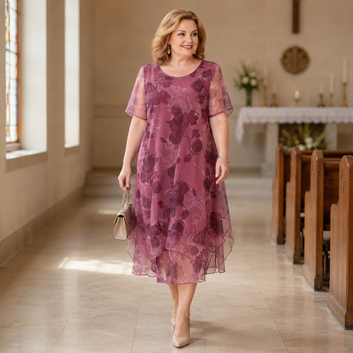 Layered Chiffon Floral Dress
