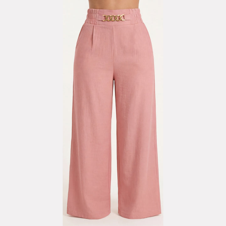 Gold Accent Wide Leg Trousers