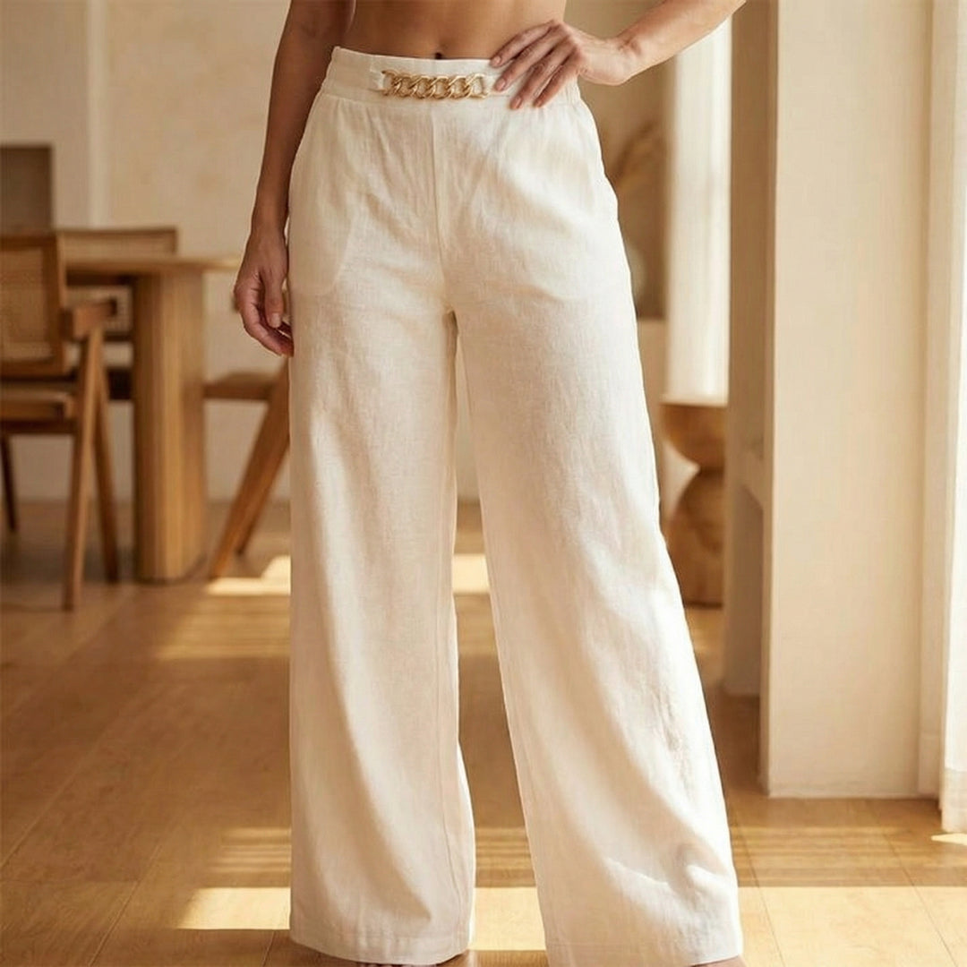 Gold Accent Wide Leg Trousers
