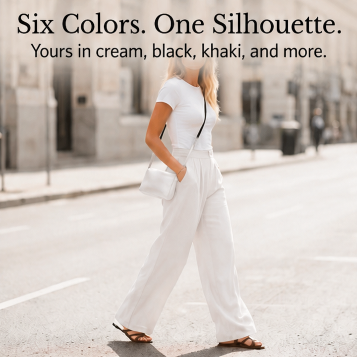 High-Waist Wide-Leg Drape Trousers — View 9 | Clova