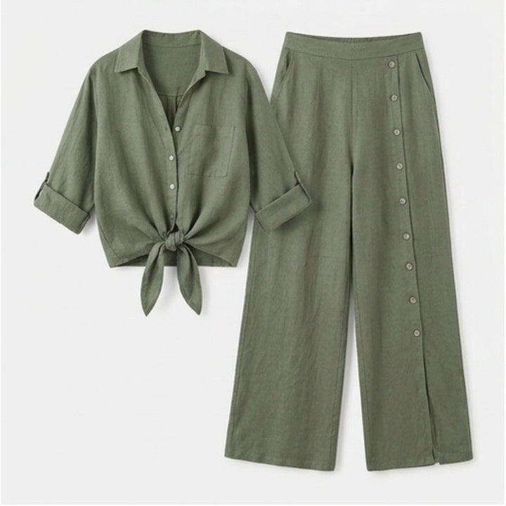 Effortless Linen Blend Matching Set