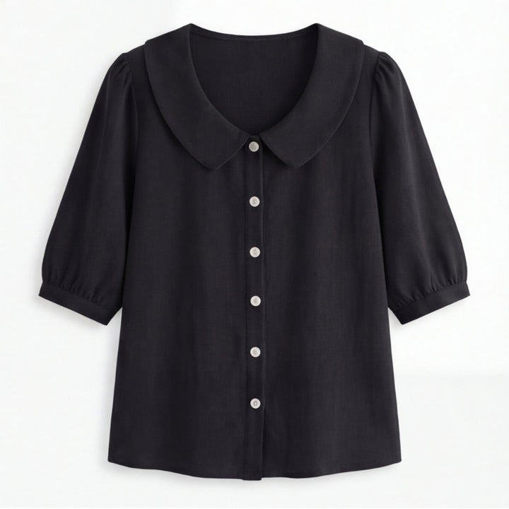 Retro Peter Pan Collar Button Up Blouse