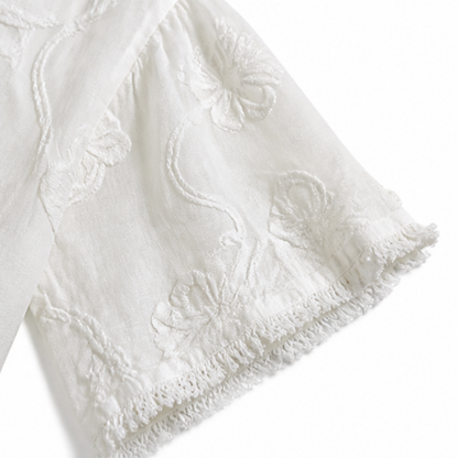 Embroidered Ruffle Blouse — View 13 | Clova