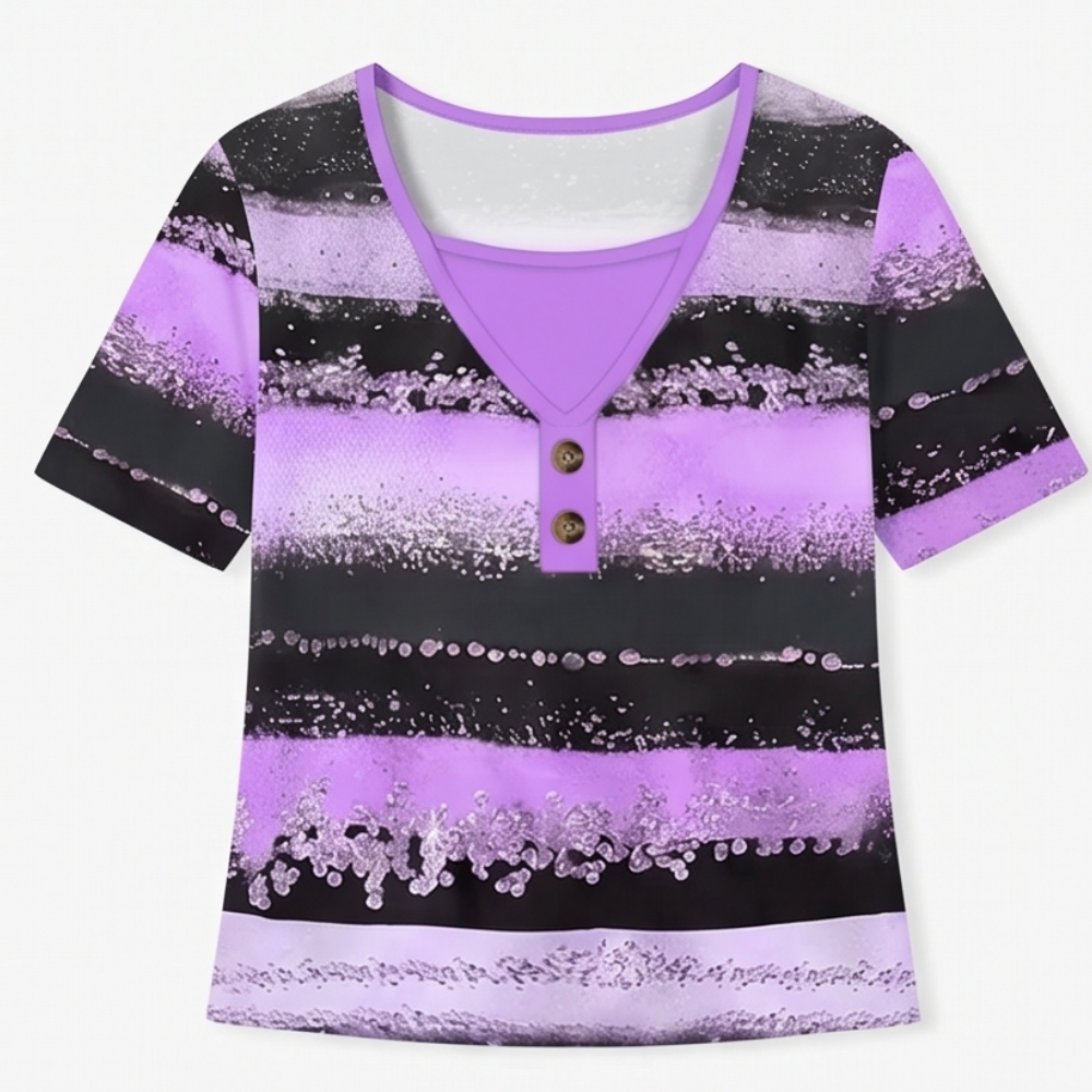 Flowy Watercolor Henley for Easy Summer Style — View 14 | Clova