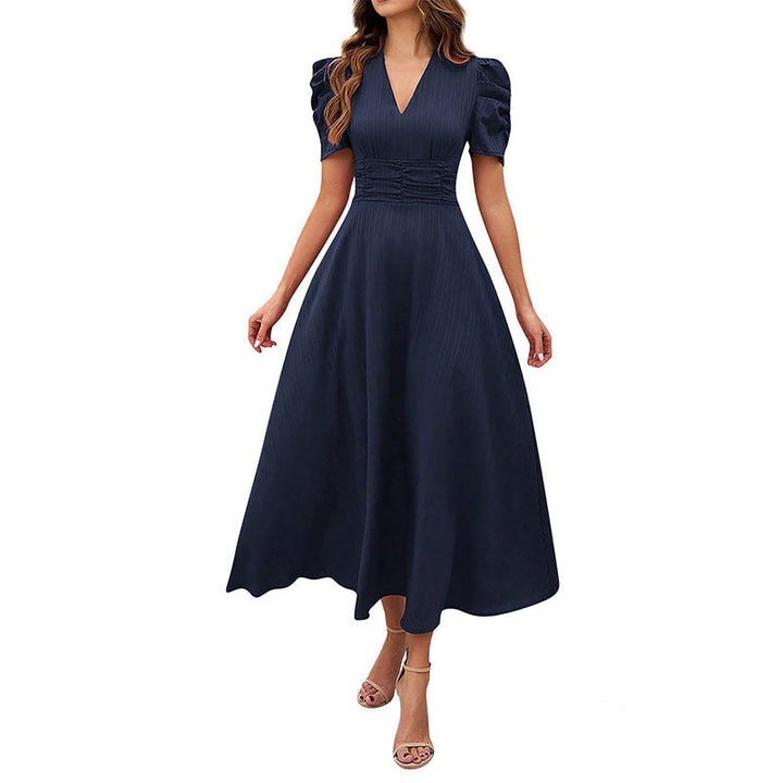 Elegant Puff Sleeve Midi Dress