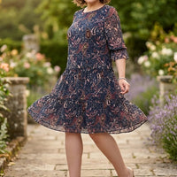 Tiered Chiffon Paisley Dress