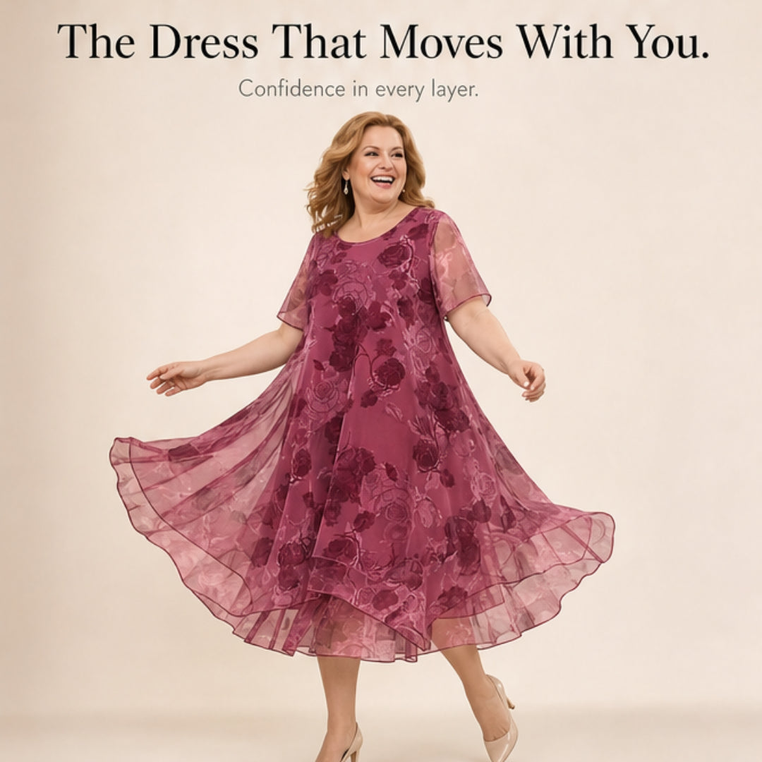 Layered Chiffon Floral Dress