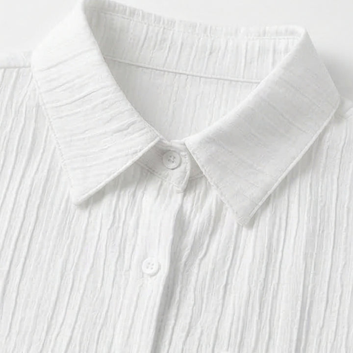 Textured Crinkle Button Down Blouse