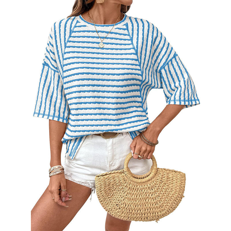 Textured Stripe Relaxed Tee