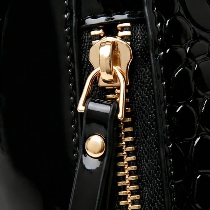 Glossy Croc Crossbody Handbag