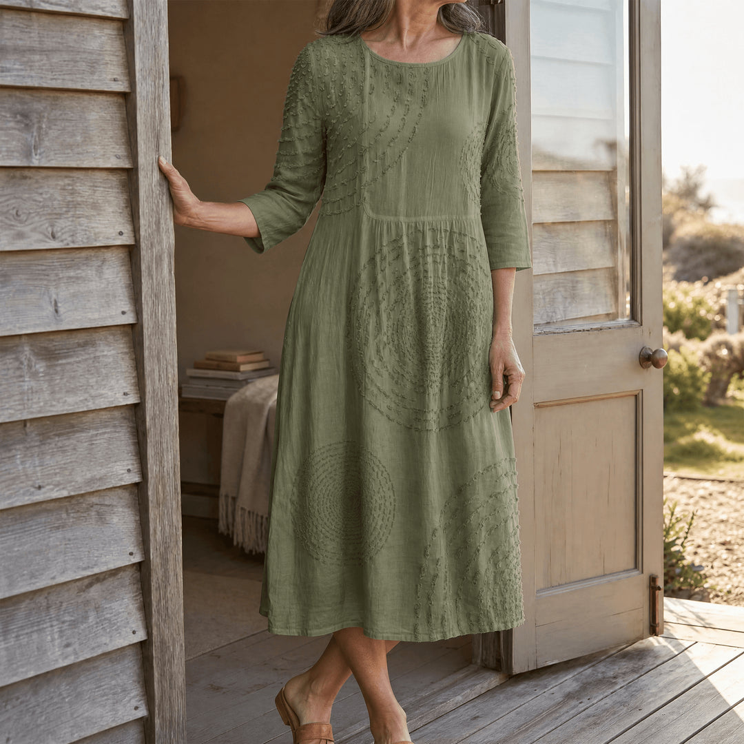 Embossed Texture Midi Dress