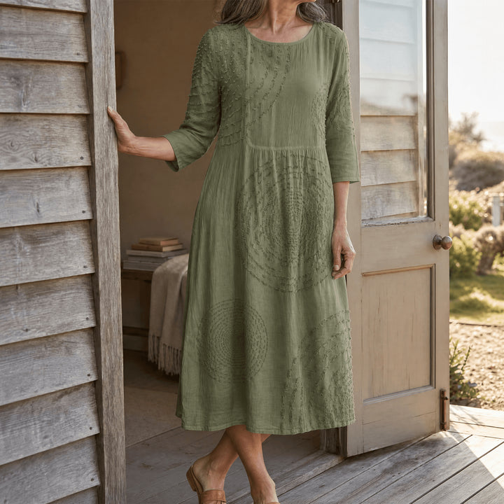 Embossed Texture Midi Dress