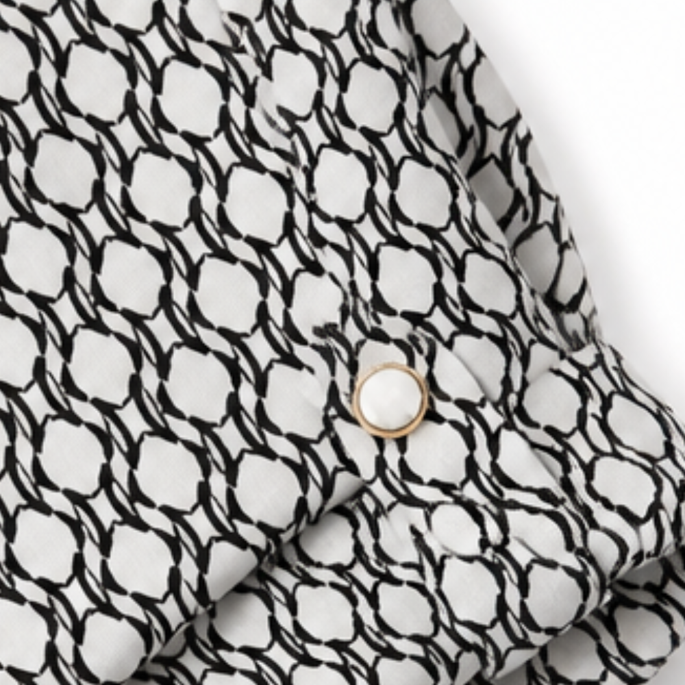 Lunavia Geometric V-Neck Blouse with Roll-Tab Sleeves — View 9 | Clova