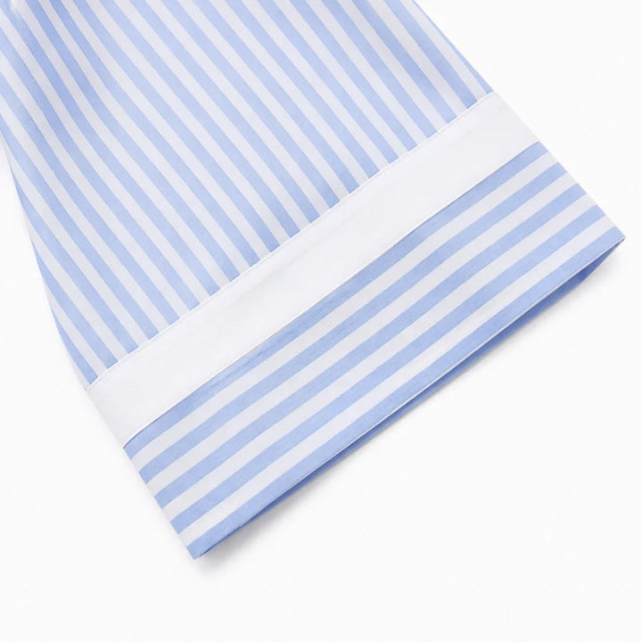 Striped V-Neck Tunic Dress with Pockets