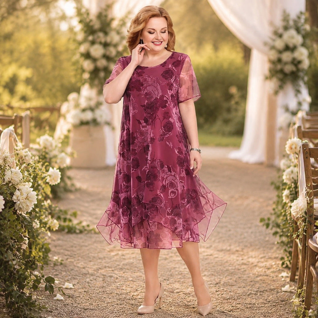 Layered Chiffon Floral Dress
