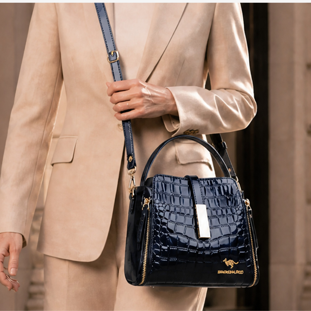 Glossy Croc Crossbody Handbag