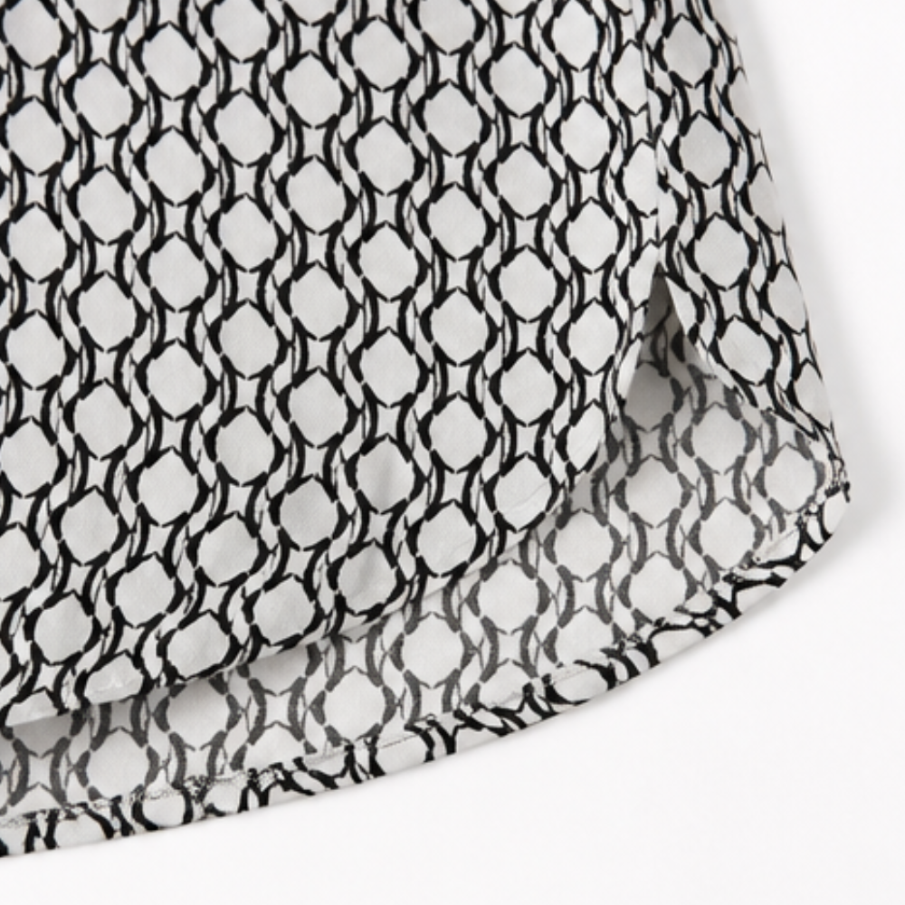 Lunavia Geometric V-Neck Blouse with Roll-Tab Sleeves — View 11 | Clova