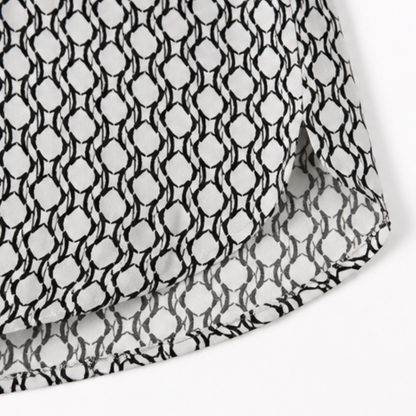 Lunavia Geometric V-Neck Blouse with Roll-Tab Sleeves — View 11 | Clova
