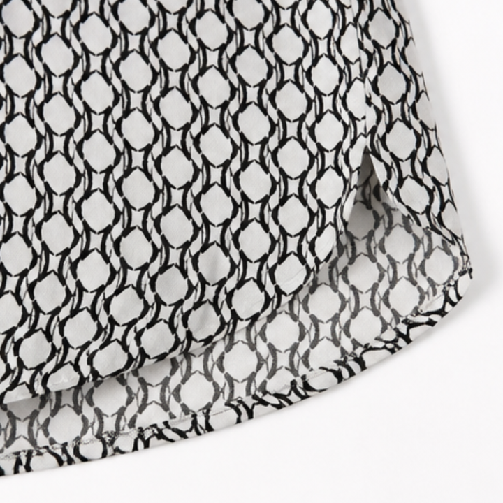 Lunavia Geometric V-Neck Blouse with Roll-Tab Sleeves — View 11 | Clova