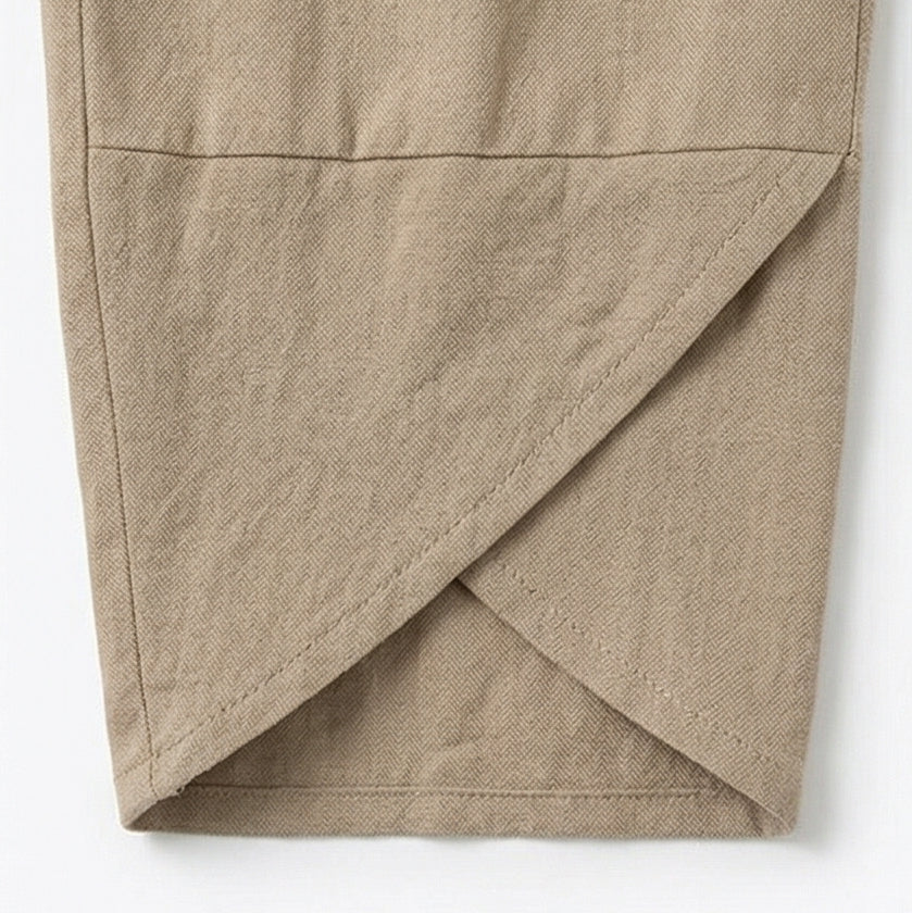 Asymmetric Linen Blend Cropped Pants