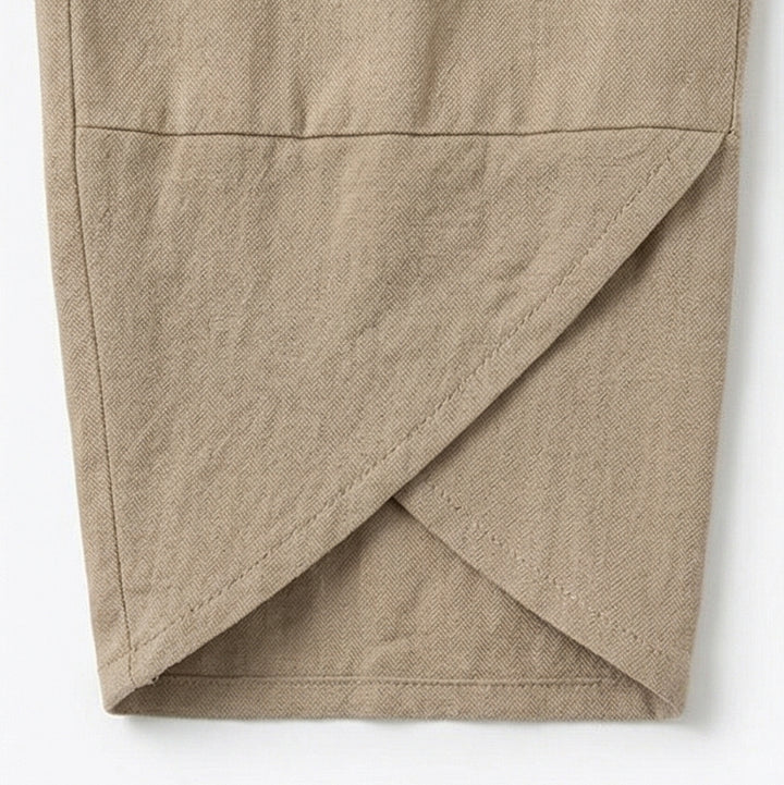 Asymmetric Linen Blend Cropped Pants