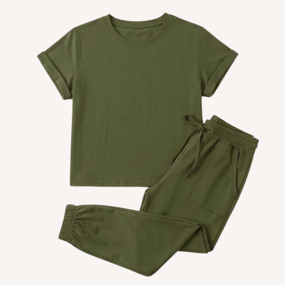 Matching Tee & Jogger Set with Pockets — View 13 | Clova