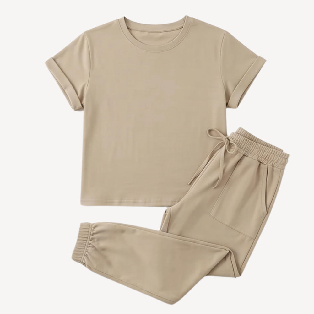 Matching Tee & Jogger Set with Pockets — View 15 | Clova
