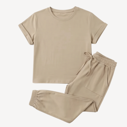 Matching Tee & Jogger Set with Pockets — View 15 | Clova