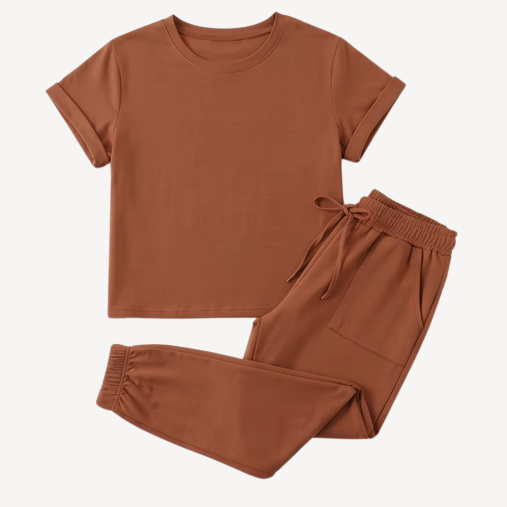 Matching Tee & Jogger Set with Pockets — View 14 | Clova