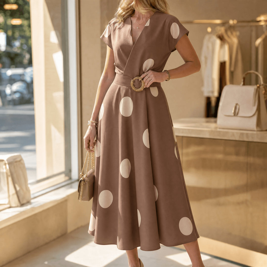 Belted Polka Dot Midi Dress