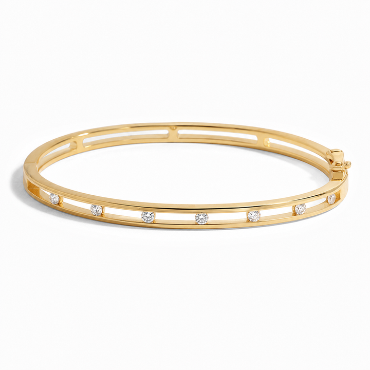Floating Crystal Gold Bangle Bracelet for Women