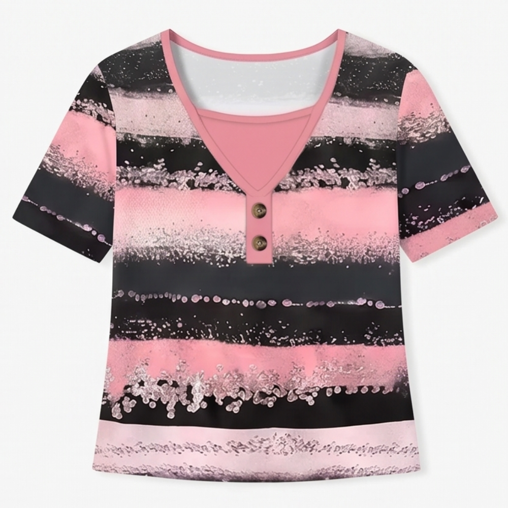 Flowy Watercolor Henley for Easy Summer Style — View 15 | Clova