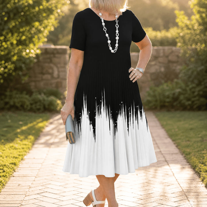 Pleated Gradient Print Dress