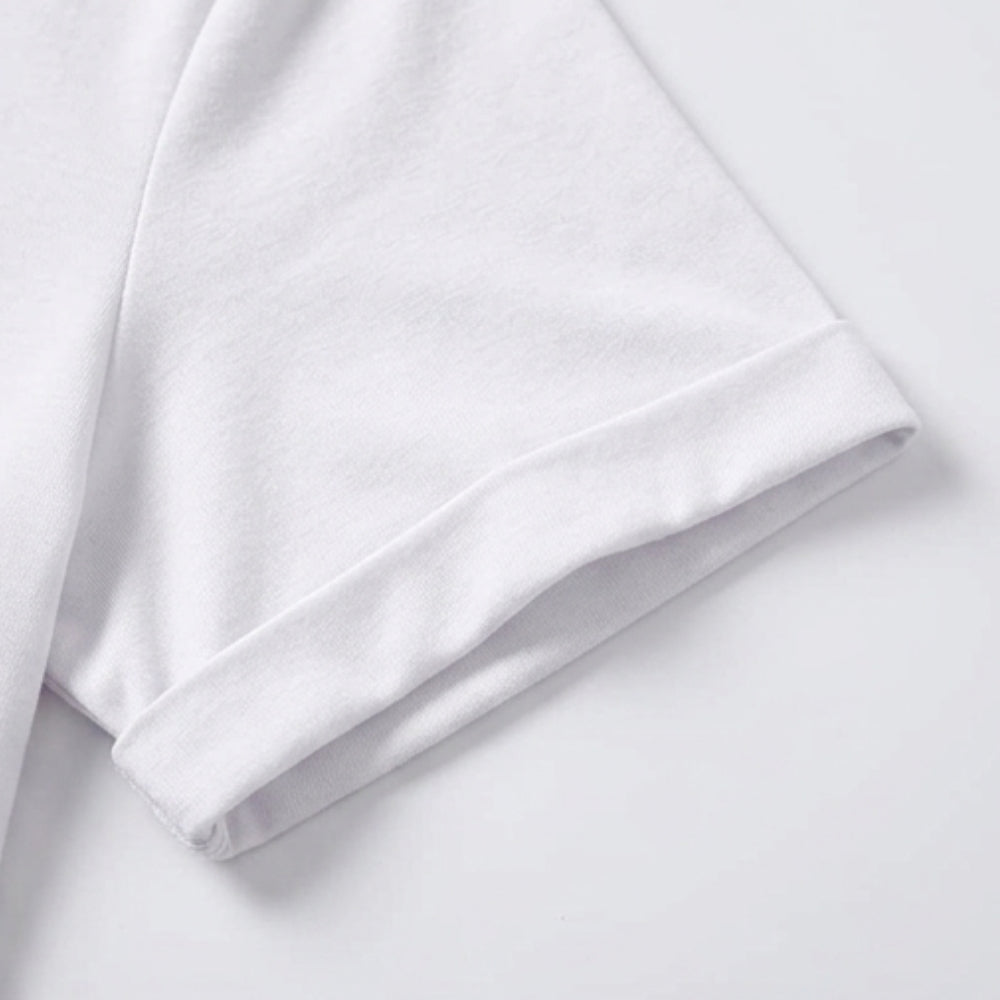 Soft V-Neck Tee with Rolled Cuffs