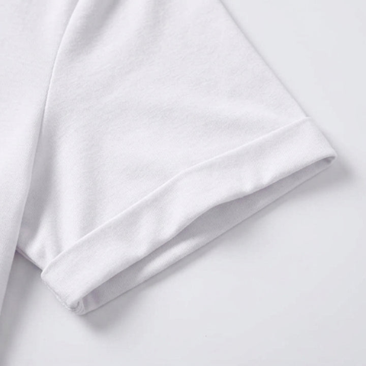 Soft V-Neck Tee with Rolled Cuffs