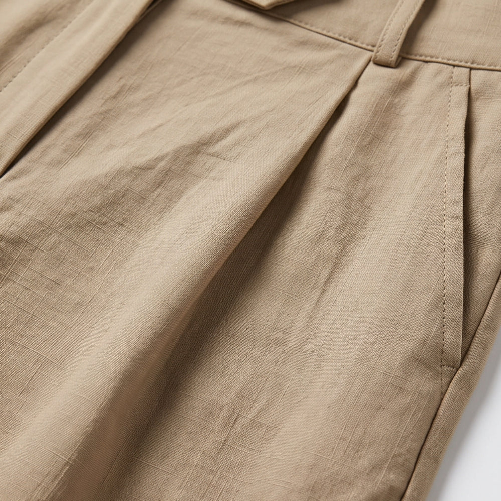 High-Waist Pleated Tailored Shorts