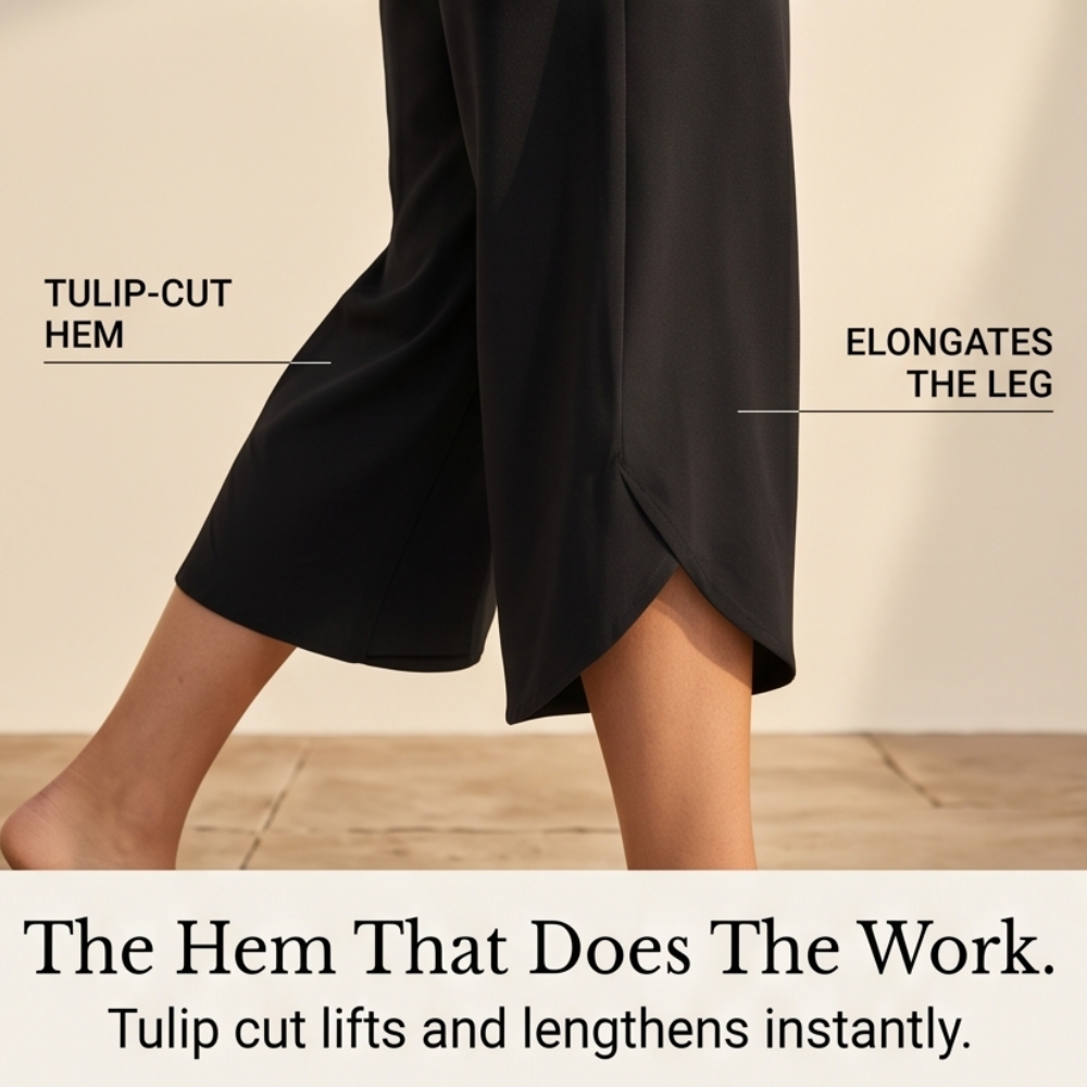 Lunavia Wide-Leg Tulip-Hem Capri Pants with Pockets — View 11 | Clova