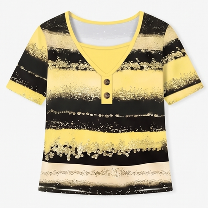 Flowy Watercolor Henley for Easy Summer Style — View 16 | Clova